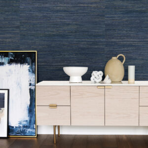 Pattini Indigo Grasscloth Wallpaper