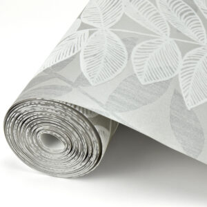 Chimera Silver Flocked Leaf Wallpaper