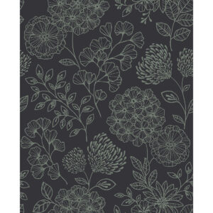 Ada Charcoal Floral Wallpaper