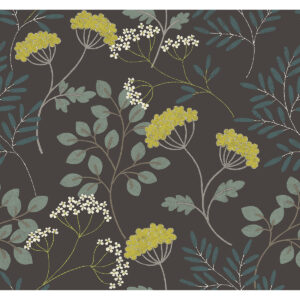 Sorrel Black Botanical Wallpaper