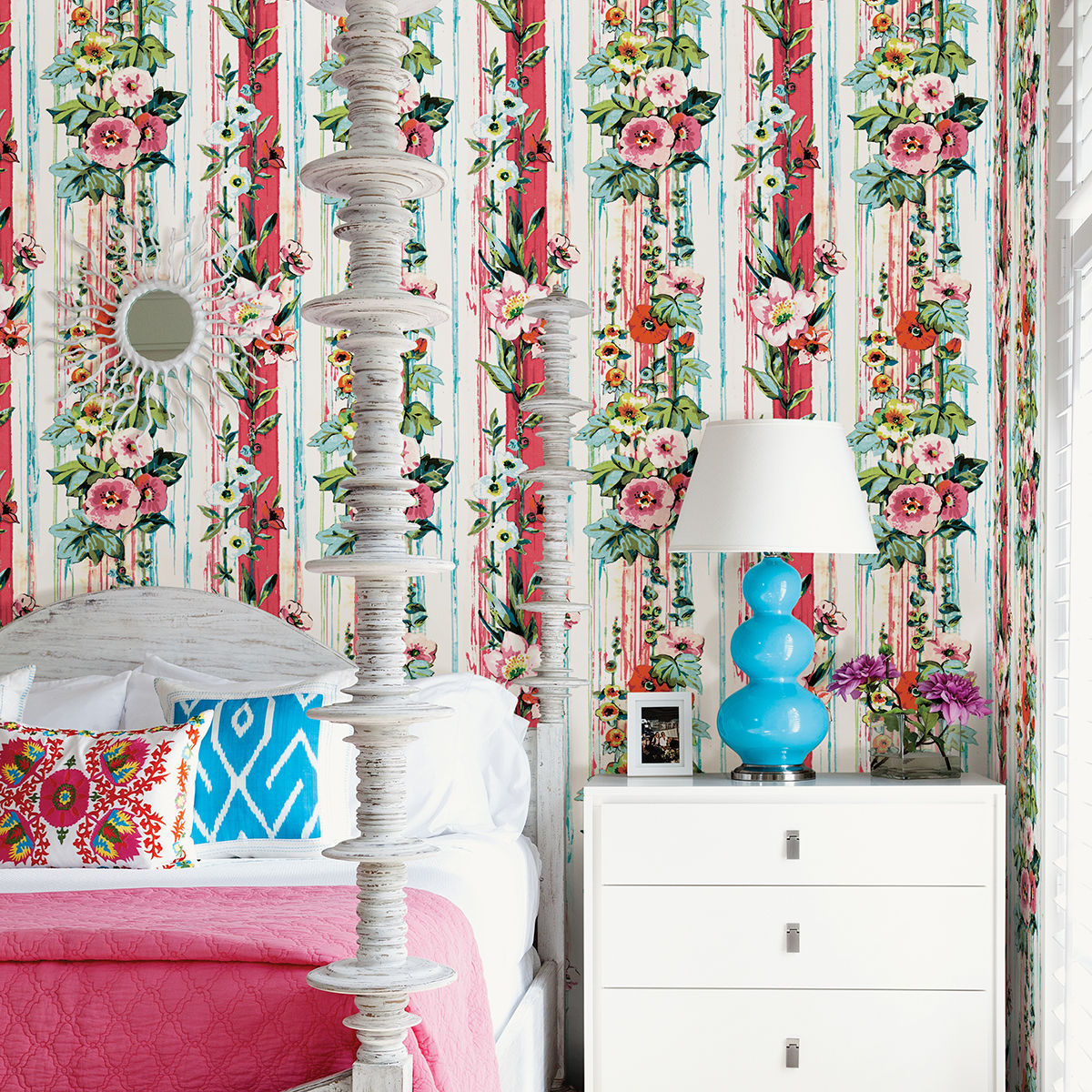 0055110 delisa red floral stripe wallpaper