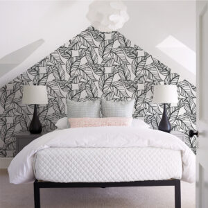 0055112 kagan black large leaf wallpaper