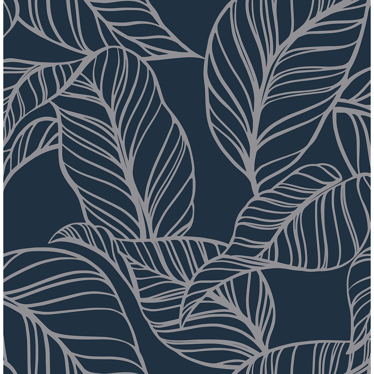 0055113 kagan blue large leaf wallpaper