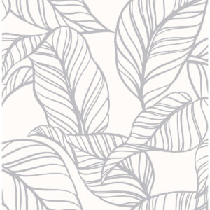 Kagan Grey Large Leaf Wallpaper