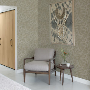 Lei Neutral Etched Leaves Wallpaper