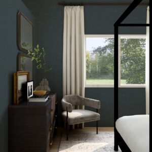 Lela Navy Faux Linen Wallpaper
