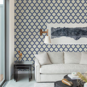 Payton Blue Hexagon Trellis Wallpaper