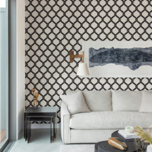Payton Black Hexagon Trellis Wallpaper