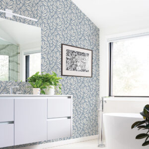 Coraline Blue Leaf Wallpaper