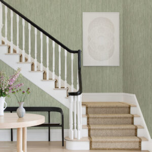 Justina Green Faux Grasscloth Wallpaper