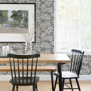 Morris Dark Grey Leaf Wallpaper