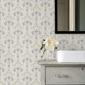 Dard Grey Tulip Ogee Wallpaper