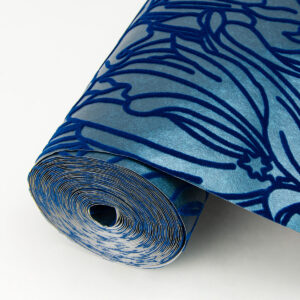 Selwyn Flock Dark Blue Floral Wallpaper
