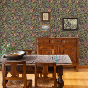 Voysey Brown Floral Wallpaper