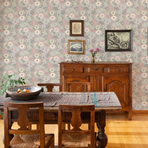 Voysey Pink Floral Wallpaper