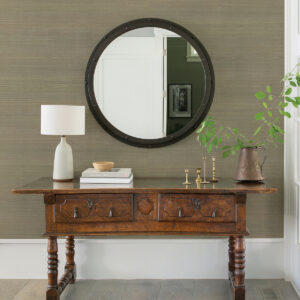 Hiromi Pewter Abaca Grasscloth Wallpaper