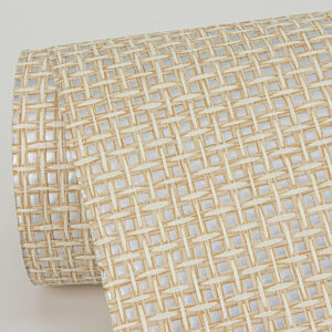 Aki Silver Paper Weave Basketweave Grasscloth Wallpaper