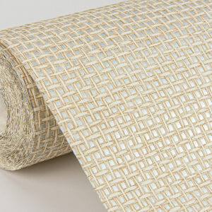 Aki Silver Paper Weave Basketweave Grasscloth Wallpaper