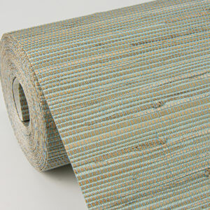 Jeong Teal Knotted Weave Grasscloth Wallpaper