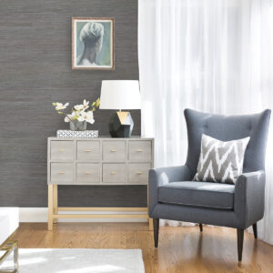 Shandong Slate Ramie Grasscloth Wallpaper