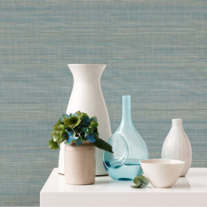 Mai Turquoise Abaca Grasscloth Wallpaper