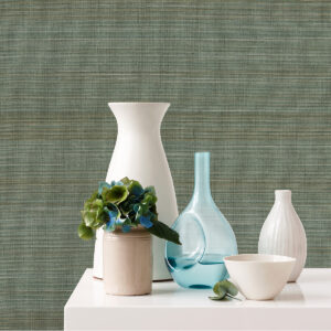 Mai Teal Abaca Grasscloth Wallpaper