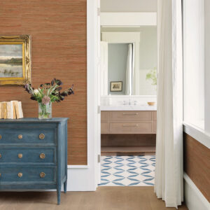 Shuang Coral Handmade Grasscloth Wallpaper