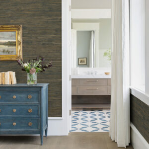 Shuang Teal Handmade Grasscloth Wallpaper