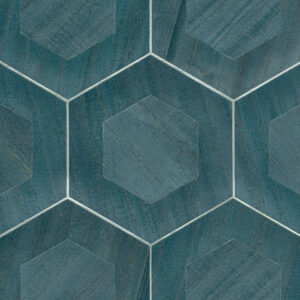 Shunan Blue Wood Veneer Inlay Wallpaper