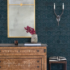 Shunan Blue Wood Veneer Inlay Wallpaper