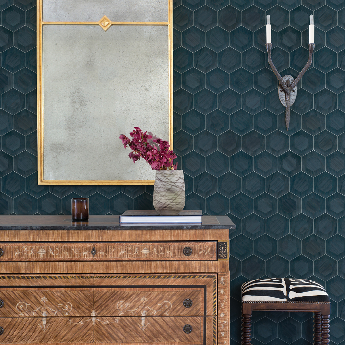 0058945 shunan blue wood veneer inlay wallpaper