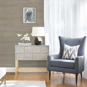 Caihon Silver Sisal Grasscloth Wallpaper