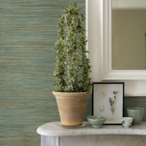 Kira Turquoise Hemp Grasscloth Wallpaper