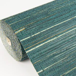 Kira Teal Hemp Grasscloth Wallpaper