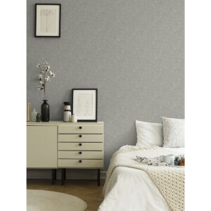 Wilma Grey Floral Block Print Wallpaper