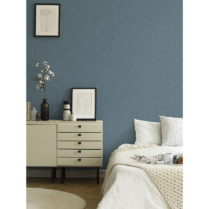 Wilma Blue Floral Block Print Wallpaper