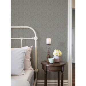 Rosali Grey Scroll Damask Wallpaper