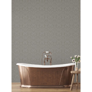 Rosali Grey Scroll Damask Wallpaper