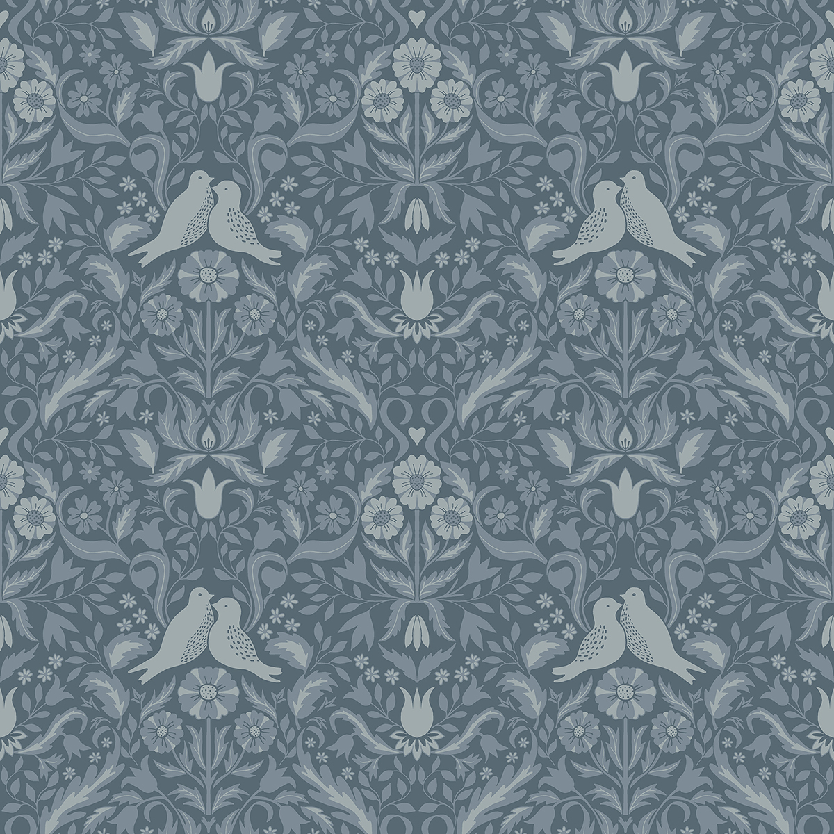 Niki Blue Country Kitsch Wallpaper