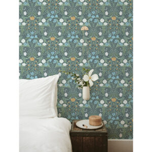 Froso Turquoise Garden Damask Wallpaper