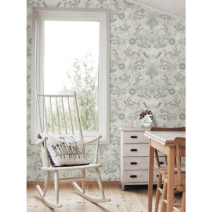 Ostanskar Light Grey Retro Floral Wallpaper