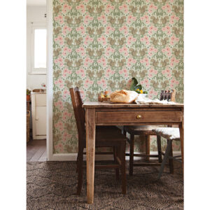 Kurre Pink Woodland Damask Wallpaper