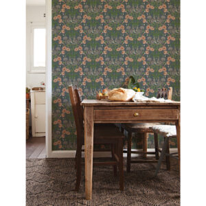 Kurre Blue Woodland Damask Wallpaper