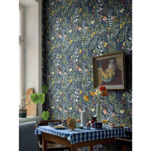 Brittsommar Navy Woodland Floral Wallpaper