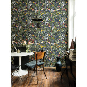 Brittsommar Navy Woodland Floral Wallpaper