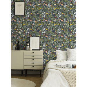 Brittsommar Navy Woodland Floral Wallpaper