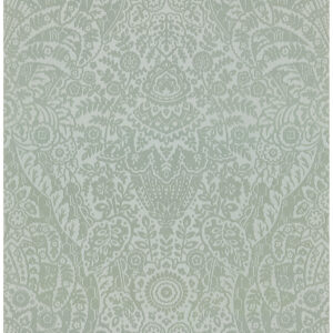 Maris Silver Flock Damask Wallpaper