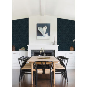 Maris Indigo Flock Damask Wallpaper