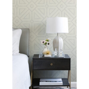 Voltaire Grey Beaded Geometric Wallpaper