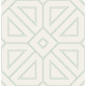 Voltaire Green Beaded Geometric Wallpaper